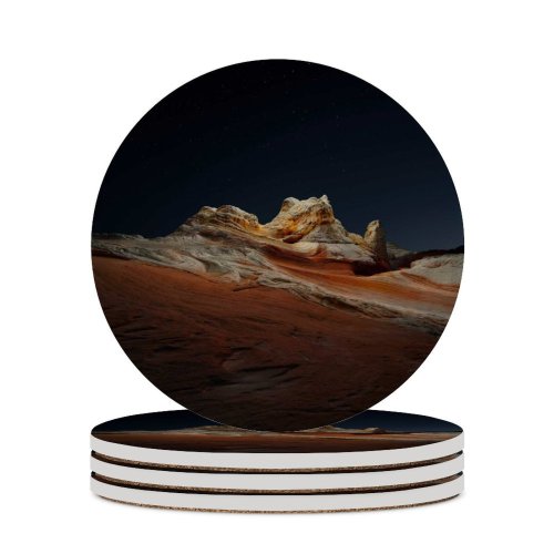 yanfind Ceramic Coasters (round) MacOS Big Sur Night Sedimentary Rocks Desert Starry Sky Dark IOS Family Game Intellectual Educational Game Jigsaw Puzzle Toy Set
