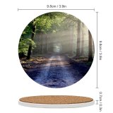 yanfind Ceramic Coasters (round) Forest Path Trees Outdoor Woods Sunlight Family Game Intellectual Educational Game Jigsaw Puzzle Toy Set
