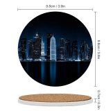 yanfind Ceramic Coasters (round) GoMustang Black Dark Doha Qatar Night Cityscape City Lights Reflections Dark Family Game Intellectual Educational Game Jigsaw Puzzle Toy Set