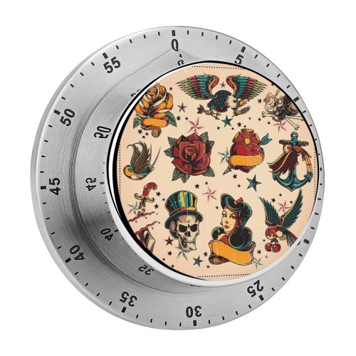 yanfind Timer Hawk Skull Structure Elegance Old Anchor Bird Retro Dagger Art Sparrow Sensuality 60 Minutes Mechanical Visual Timer
