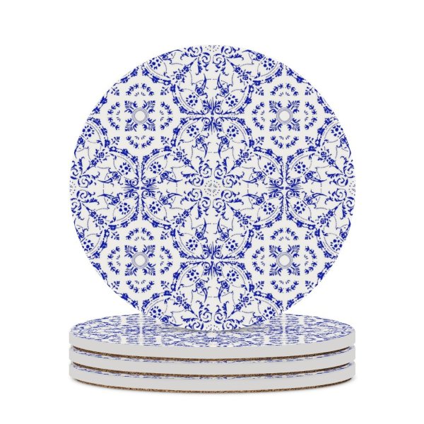 yanfind Ceramic Coasters (round) Spanish Portuguese Arabic Mexican Flooring Seamless Ceramics Porcelain Flower  Retro Moroccan Family Game Intellectual Educational Game Jigsaw Puzzle Toy Set