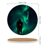 yanfind Ceramic Coasters (round) Love Couple Aurora Borealis Night Romantic Together Silhouette Northern Lights Family Game Intellectual Educational Game Jigsaw Puzzle Toy Set