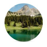 yanfind Ceramic Coasters (round) Gantrischseeli Lake Pine Trees Spring Reflection  Peak Switzerland Family Game Intellectual Educational Game Jigsaw Puzzle Toy Set