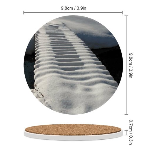 yanfind Ceramic Coasters (round) Snow  Trees  Snowscape Winter Freezing Sky Tree Automotive Tire Footprint Family Game Intellectual Educational Game Jigsaw Puzzle Toy Set