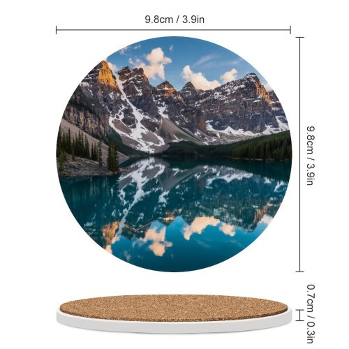 yanfind Ceramic Coasters (round) Glen Sinclair Moraine Lake  Reflection Sunset Landscape  Peaks Snow Scenic Family Game Intellectual Educational Game Jigsaw Puzzle Toy Set
