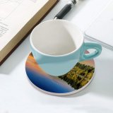 yanfind Ceramic Coasters (round) Bruno Glätsch Forest Trees Sunset Sky Mirror Lake Reflection Landscape Scenery Afterglow Family Game Intellectual Educational Game Jigsaw Puzzle Toy Set