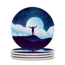 yanfind Ceramic Coasters (round) Shaurya Singh Fantasy Alone Silhouette  Night Clouds Starry Sky Family Game Intellectual Educational Game Jigsaw Puzzle Toy Set