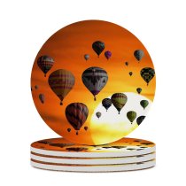 yanfind Ceramic Coasters (round) Hot  Balloons Sunset Sky Travel Vacation Holidays Adventure Sky Family Game Intellectual Educational Game Jigsaw Puzzle Toy Set