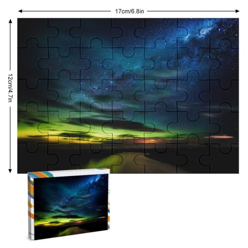 yanfind Picture Puzzle Dark Aurora Borealis  Clouds Zealand Dawn Night River Sky 5K Family Game Intellectual Educational Game Jigsaw Puzzle Toy Set