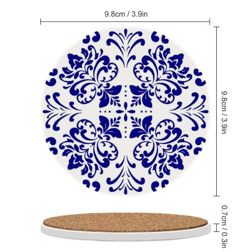 yanfind Ceramic Coasters (round) Spanish Portuguese Arabic Mexican Flooring Ceramics Flower Retro  Moroccan Curve Tradition Family Game Intellectual Educational Game Jigsaw Puzzle Toy Set