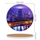 yanfind Ceramic Coasters (round) Zac Ong York City Night Cityscape Purple City Lights Suspension  Buildings Family Game Intellectual Educational Game Jigsaw Puzzle Toy Set