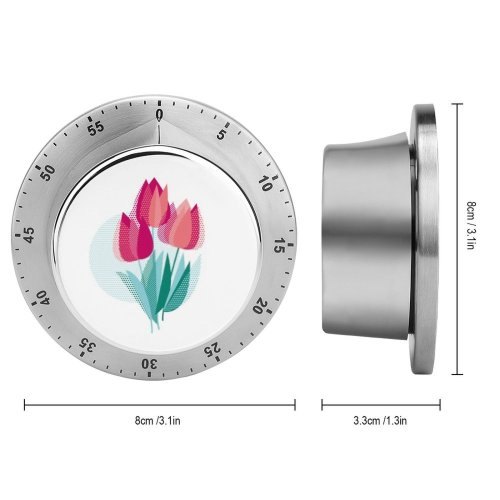 yanfind Timer Abstract Motif Garden Silhouette  Luxury Vivid Ornament Beautiful Folk Rose Flower 60 Minutes Mechanical Visual Timer