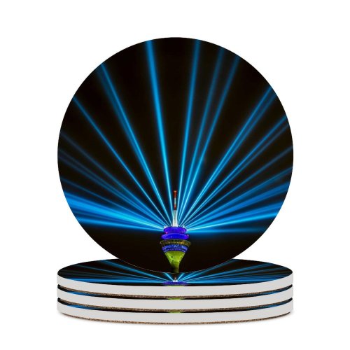 yanfind Ceramic Coasters (round) Carsten Heyer Black Dark Rhine  Rheinturm Düsseldorf Television  Light Beam Family Game Intellectual Educational Game Jigsaw Puzzle Toy Set