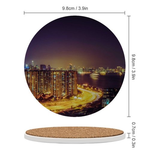 yanfind Ceramic Coasters (round) Nattu Adnan Quarry Bay Park Hong Kong City Cityscape Night Time City Family Game Intellectual Educational Game Jigsaw Puzzle Toy Set