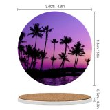 yanfind Ceramic Coasters (round) Xevi Planas Purple Sunrise Clear Sky Palm Trees Scenery Backwaters Sky Family Game Intellectual Educational Game Jigsaw Puzzle Toy Set