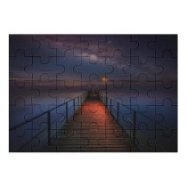yanfind Picture Puzzle Hmetosche Wooden Pier Night Sky  Galaxy Milky Way Seascape Dark Family Game Intellectual Educational Game Jigsaw Puzzle Toy Set