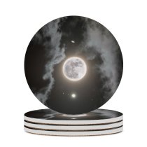 yanfind Ceramic Coasters (round) Selenophile_photo  Jupiter Saturn Night Dark Cloudy Surreal Family Game Intellectual Educational Game Jigsaw Puzzle Toy Set