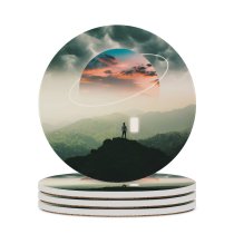 yanfind Ceramic Coasters (round) Thiago Garcia Fantasy Alone Surreal Planet Landscape Dream Family Game Intellectual Educational Game Jigsaw Puzzle Toy Set