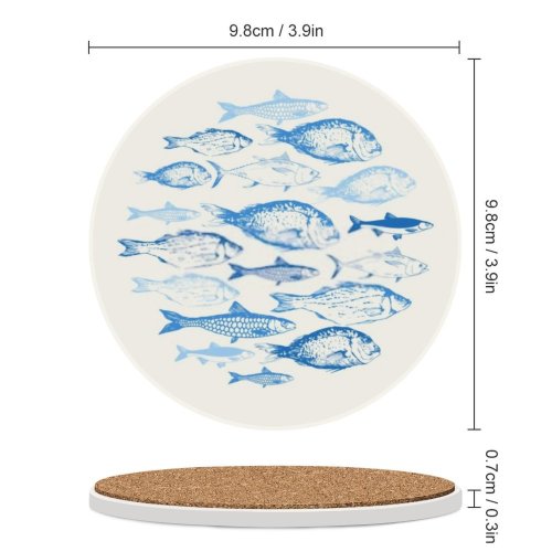 yanfind Ceramic Coasters (round) Underwater  Fins Delicacy Vitamins Raw Tasty Season Blurry Mediterranean Sink Delicious Family Game Intellectual Educational Game Jigsaw Puzzle Toy Set