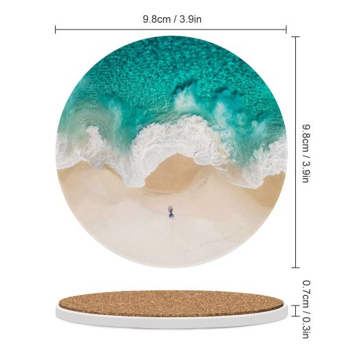 yanfind Ceramic Coasters (round) Beach Aerial Ocean IOS Family Game Intellectual Educational Game Jigsaw Puzzle Toy Set