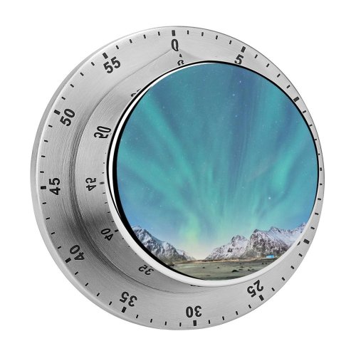 yanfind Timer Johny Goerend Snow Mountains  Aurora Borealis Landscape Sky Lofoten Islands Norway 60 Minutes Mechanical Visual Timer