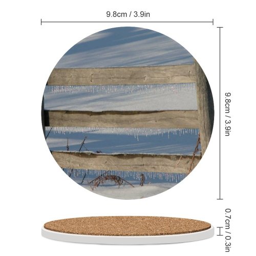 yanfind Ceramic Coasters (round) Snow  Christmas Icycles Wood Tree Winter Sea Fence Beach Sand Plant Family Game Intellectual Educational Game Jigsaw Puzzle Toy Set