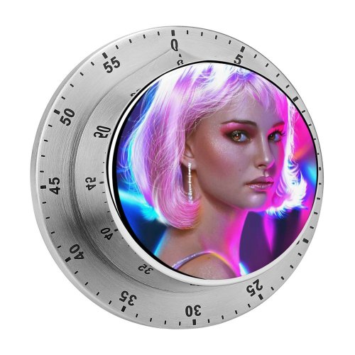 yanfind Timer Yasar VURDEM Natalie Portman Portrait Colorful Vivid Girly Beautiful Actress Actress 60 Minutes Mechanical Visual Timer