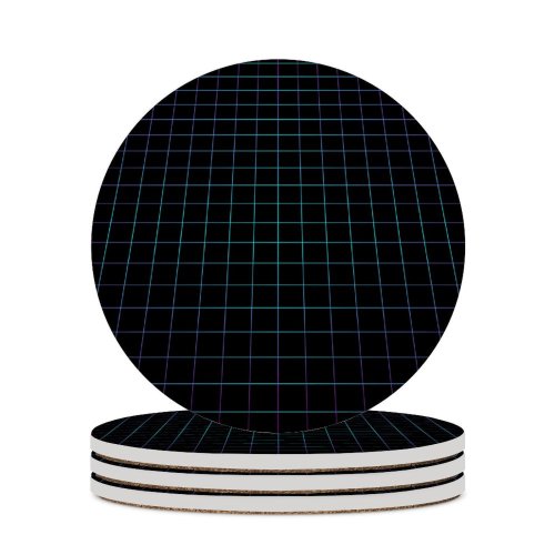 yanfind Ceramic Coasters (round) Abstract Dark Grid Neon Squares Family Game Intellectual Educational Game Jigsaw Puzzle Toy Set