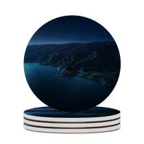 yanfind Ceramic Coasters (round) Big Sur Mountains Night Dark MacOS Big Sur California Family Game Intellectual Educational Game Jigsaw Puzzle Toy Set