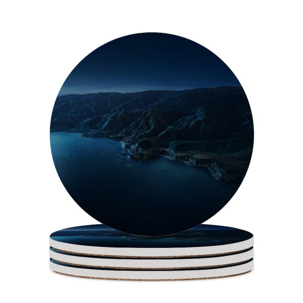 yanfind Ceramic Coasters (round) Big Sur Mountains Night Dark MacOS Big Sur California Family Game Intellectual Educational Game Jigsaw Puzzle Toy Set