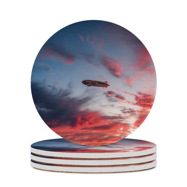 yanfind Ceramic Coasters (round) Images Airship Sky Wallpapers Dusk Beach Outdoors Free Hermosa Aircraft Pictures Vehicle Family Game Intellectual Educational Game Jigsaw Puzzle Toy Set