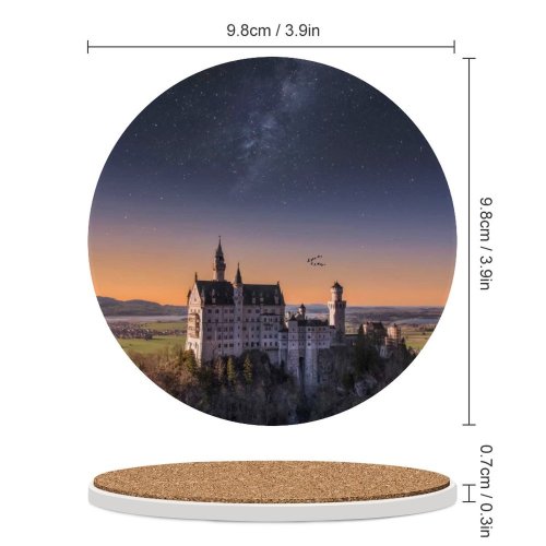 yanfind Ceramic Coasters (round) Massimiliano Morosinotto Neuschwanstein Castle Landscape Starry Sky Ancient Architecture Astronomy  Outer Family Game Intellectual Educational Game Jigsaw Puzzle Toy Set