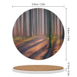 yanfind Ceramic Coasters (round) Hmetosche Autumn Forest Fallen Leaves Fog  Light Trees Woods Family Game Intellectual Educational Game Jigsaw Puzzle Toy Set