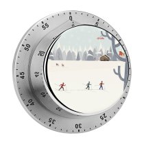 yanfind Timer Skiing Snowman Slope Snow Deer Competition Perching Rural Tree Cottage Running Nordic 60 Minutes Mechanical Visual Timer