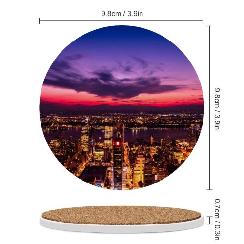yanfind Ceramic Coasters (round) Henrik Pfitzenmaier York City  Sunset Cityscape City Lights Family Game Intellectual Educational Game Jigsaw Puzzle Toy Set