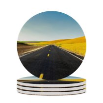 yanfind Ceramic Coasters (round) Youen California Meadow Country Side USA Landscape Endless Road Clear Sky Scenery Family Game Intellectual Educational Game Jigsaw Puzzle Toy Set
