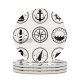 yanfind Ceramic Coasters (round) Stamp Distressed Fish Wheel Rubber Sea Horse Sailboat Damaged Sailing Ship Grunge Family Game Intellectual Educational Game Jigsaw Puzzle Toy Set
