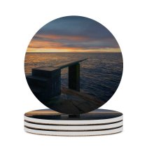 yanfind Ceramic Coasters (round) Images Pier Landscape Quiet Sky Dream Sea Board Free Diving Pictures Horison Family Game Intellectual Educational Game Jigsaw Puzzle Toy Set