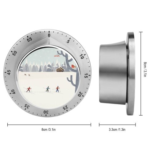 yanfind Timer Skiing Snowman Slope Snow Deer Competition Perching Rural Tree Cottage Running Nordic 60 Minutes Mechanical Visual Timer