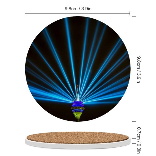 yanfind Ceramic Coasters (round) Carsten Heyer Black Dark Rhine  Rheinturm Düsseldorf Television  Light Beam Family Game Intellectual Educational Game Jigsaw Puzzle Toy Set