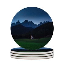 yanfind Ceramic Coasters (round) Forest Mountains Grassland Countryside Starry Sky Sky Scenic Family Game Intellectual Educational Game Jigsaw Puzzle Toy Set