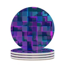 yanfind Ceramic Coasters (round) Abstract Cubes Neon Family Game Intellectual Educational Game Jigsaw Puzzle Toy Set