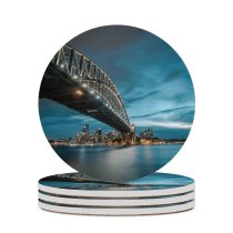 yanfind Ceramic Coasters (round) Sydney Harbour  Milsons Point Australia Cityscape River Night Lights Sky Family Game Intellectual Educational Game Jigsaw Puzzle Toy Set