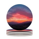 yanfind Ceramic Coasters (round) Sunset Mountains Countryside  Afterglow Sky Family Game Intellectual Educational Game Jigsaw Puzzle Toy Set