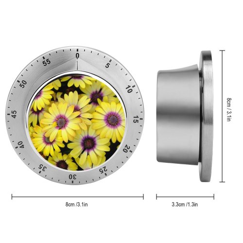 yanfind Timer Leigh Klotz Flowers Daisies  Bloom Spring Purple Floral 60 Minutes Mechanical Visual Timer