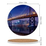 yanfind Ceramic Coasters (round) GoMustang Bay   Francisco–Oakland Bay  Night City Lights Urban Family Game Intellectual Educational Game Jigsaw Puzzle Toy Set