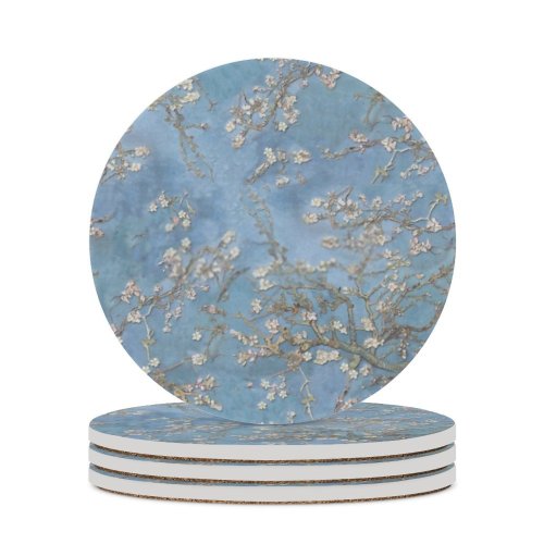 yanfind Ceramic Coasters (round) 3d Wallpaper Gogh Van Seamless Almond Blossoms Tree Abstract Design Art Branches Family Game Intellectual Educational Game Jigsaw Puzzle Toy Set