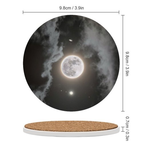 yanfind Ceramic Coasters (round) Selenophile_photo  Jupiter Saturn Night Dark Cloudy Surreal Family Game Intellectual Educational Game Jigsaw Puzzle Toy Set