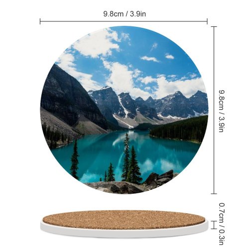 yanfind Ceramic Coasters (round) Moraine Lake  Alberta Valley Ten Peaks Banff National Park  Mountains Family Game Intellectual Educational Game Jigsaw Puzzle Toy Set