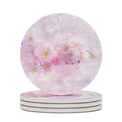 yanfind Ceramic Coasters (round) Flowers Cherry  Flowers Cherry Tree Girly Spring Family Game Intellectual Educational Game Jigsaw Puzzle Toy Set